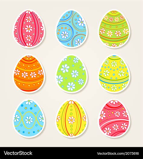 Collection of easter stickers Royalty Free Vector Image