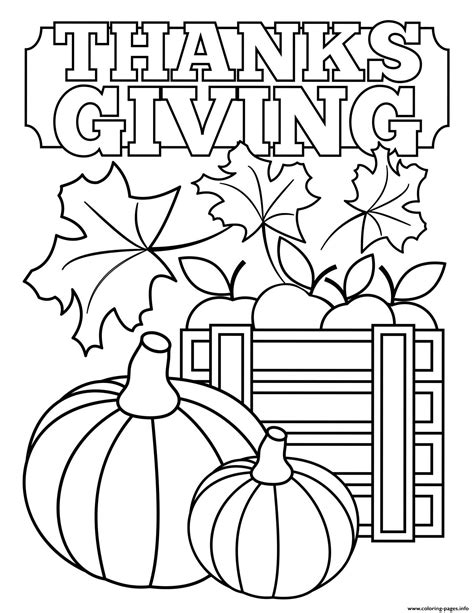 Thanksgiving Leaves And Pumpkins Coloring page Printable