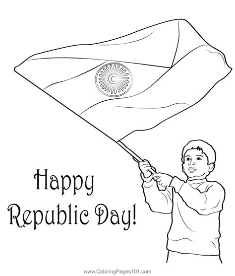 26 January Indian Republic Day Coloring Page for Kids - Free Republic ...