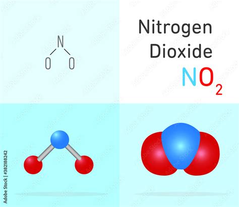 Nitrogen Dioxide (NO2) gas molecule. Two different molecule model and ...