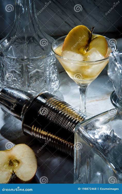 Gin Appletini Cocktail stock photo. Image of glass, cold - 198872468