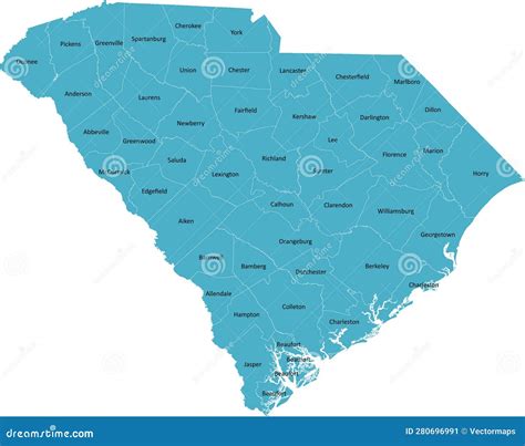 US South Carolina County Map Cartoon Vector | CartoonDealer.com #280696991