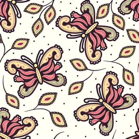 COLORFUL BATIK PATTERN WITH DRAWING BUTTERFLY. BATIK SEAMLESS PATTERN 6895345 Vector Art at Vecteezy