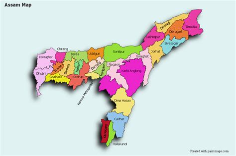 Create Custom Assam Map Chart with Online, Free Map Maker. Color Assam Map with your own ...