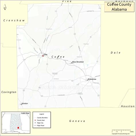 Coffee County, Montgomery Alabama, Physical Map, County Map, Water ...