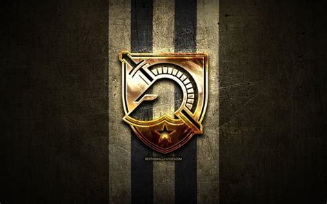 Download wallpapers Army Black Knights, golden logo, NCAA, brown metal ...