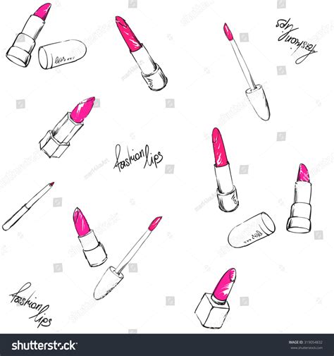 Lipstick Seamless Pattern Stock Vector (Royalty Free) 319054832 ...