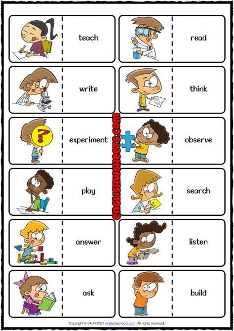 Classroom Verbs Esl Printable Flashcards Without Words - Bank2home.com