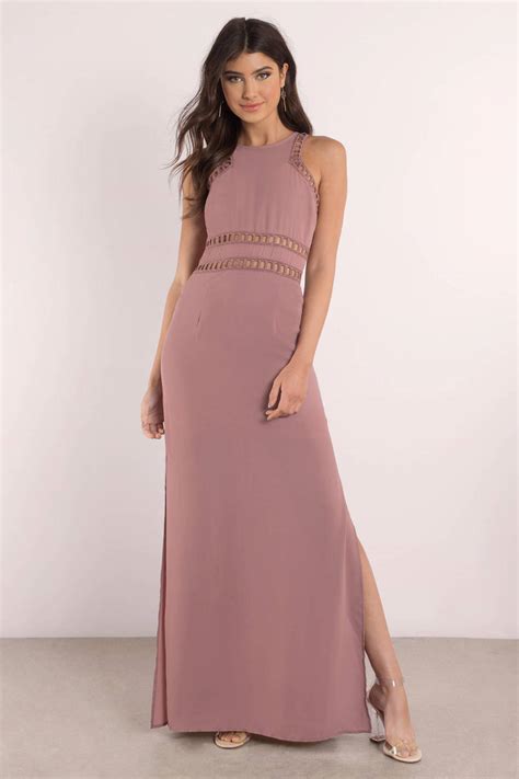 Cute Mauve Dress - Bodice Dress - Slit Dress - Full Dress - Maxi Dress - $26 | Tobi US