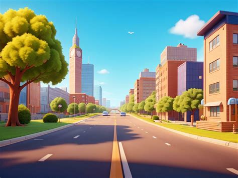 3D Animation Style Free vector City scene with landscape car and building background 28348340 ...