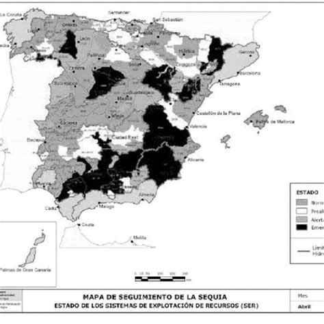 Drought status map of Spain, April 2008. | Download Scientific Diagram