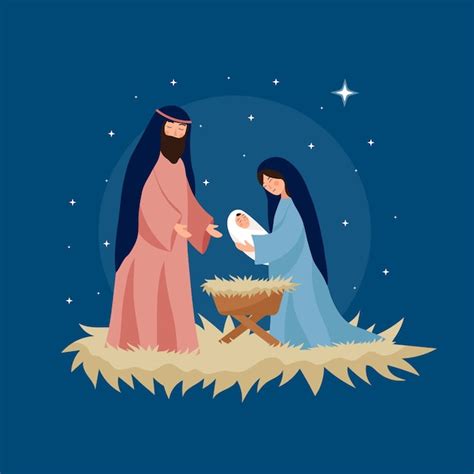 Free Vector | Flat design nativity scene illustration