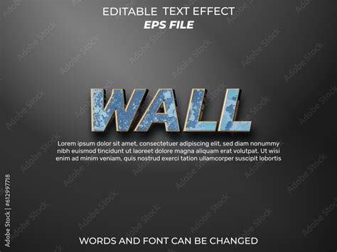 wall text effect, font editable, typography, 3d text. vector template 素材庫向量圖 | Adobe Stock