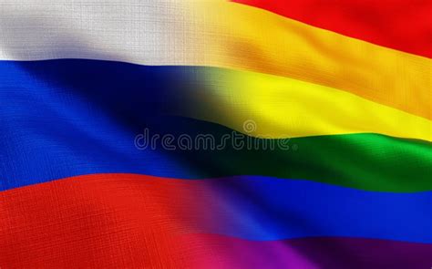 Russia and Lgbt Mixed Flags Stock Illustration - Illustration of ...