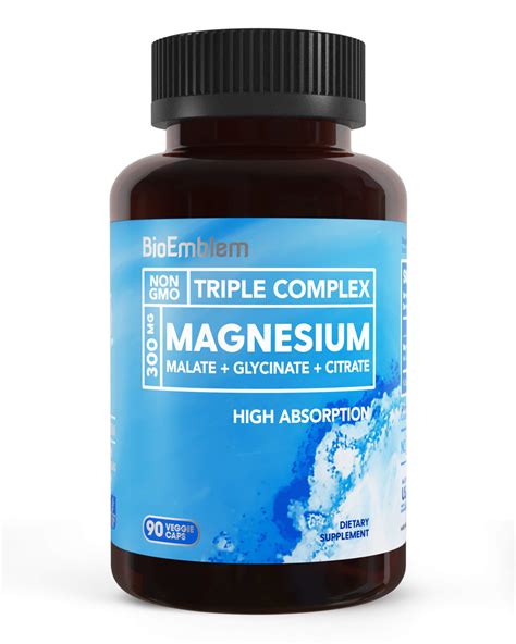 BioEmblem Triple Magnesium Complex | 300mg of Magnesium Glycinate, Malate, & Citrate for Muscle ...