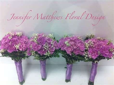 Purple Carnations with Baby's Breath Bouquet | Carnation bridesmaid bouquet, Beautiful bouquet ...