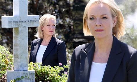 Rebecca Gibney strikes a sombre figure in black as lead detective Eve Winter on the set of crime ...