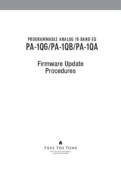 PA-1Q Series Firmware Update Procedure Manual | Free The Tone