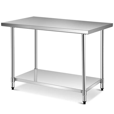 Gymax 30'' x 48'' Stainless Steel Food Prep & Work Table Commercial Kitchen Table Silver ...