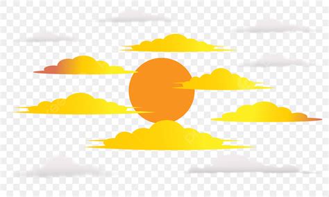 Afternoon Sun Vector Hd Images, Vector Illustration Of Yellow Orange White Gray Clouds And ...