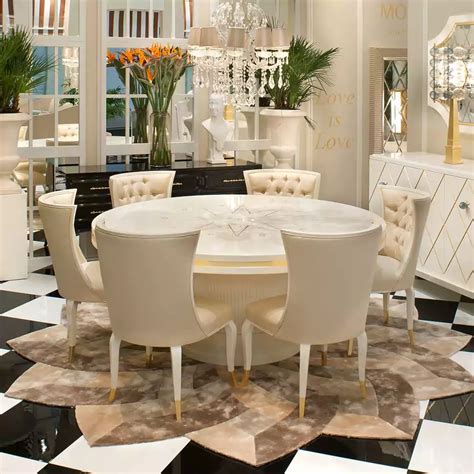 High End Modern Ivory Lacquered Round Dining Table Set - Juliettes ...