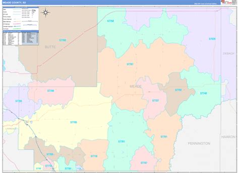 Meade County, SD Wall Map Color Cast Style by MarketMAPS - MapSales