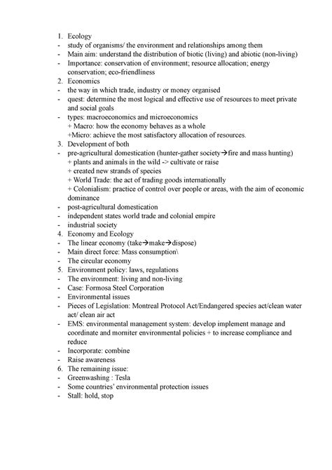 Ecology and Economy - Ecology study of organisms/ the environment and relationships among them ...