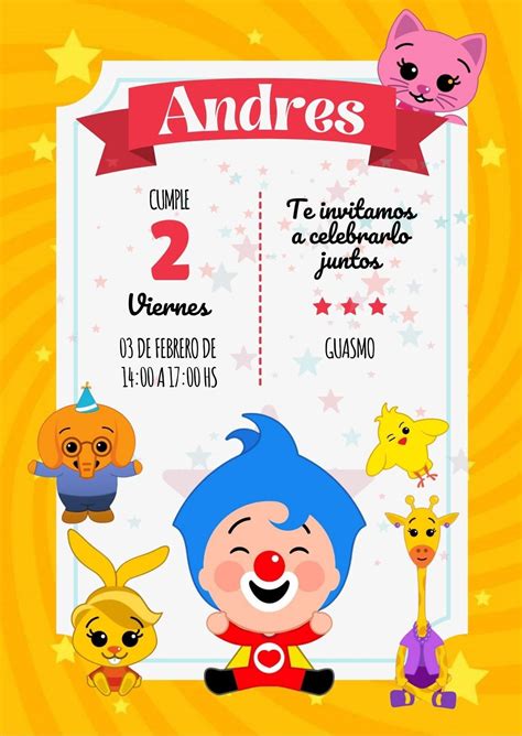 Invitación animada de cumpleaños de plim plim | Birthday party, 1st ...