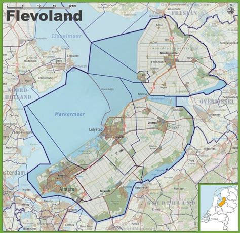 Map of Flevoland with cities and towns | Map, City, Towns