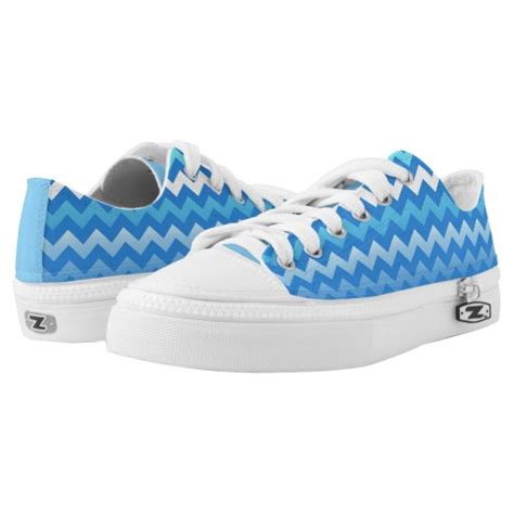 Blue Fade Zig Zag Chevron Design Sneakers Printed Shoes | Zazzle