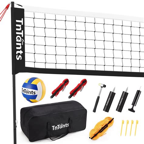 Famistar Outdoor Volleyball Set with Adjustable Poles, PU Ball, Pump ...