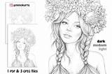 Girl With Pigtails  Printable Adult Coloring Page sketch template