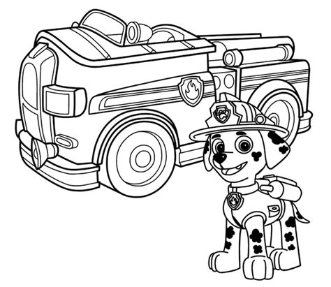 🖍️ PAW Patrol Marshall Firetruck - Printable Coloring Page for Free ...