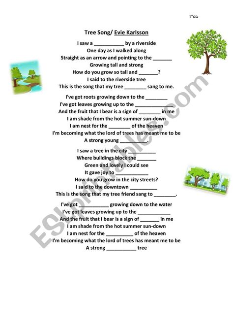 Tree Song/ Evie Karlsson - ESL worksheet by enis5