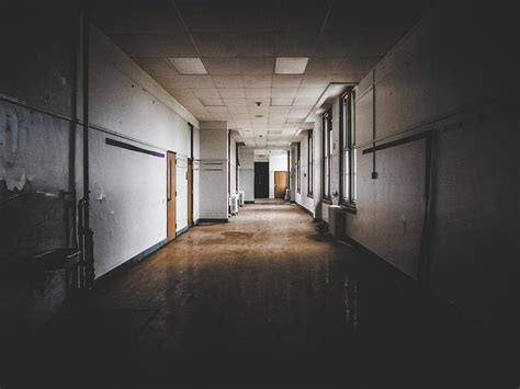 Empty School Hallway