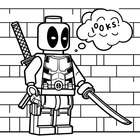 Lego Deadpool Thinking coloring page - Download, Print or Color Online for Free