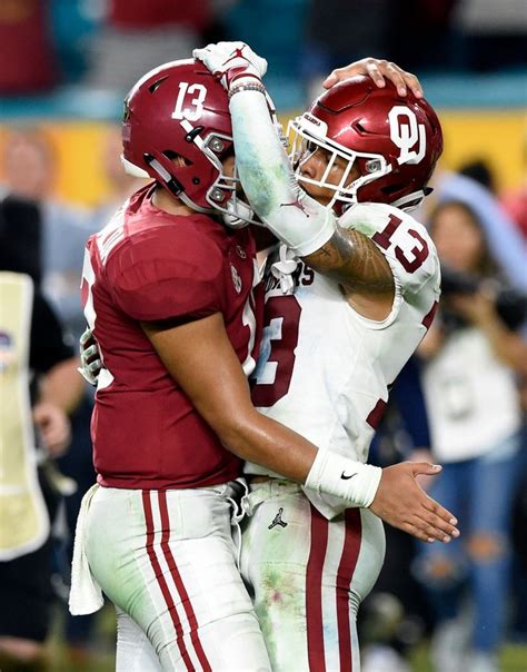 Alabama Crimson Tide QB and Oklahoma Sooners CB Hug After Orange Bowl