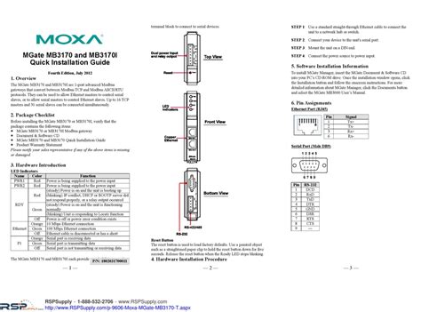 MOXA TECHNOLOGIES MGATE MB3170 QUICK INSTALLATION MANUAL Pdf Download ...