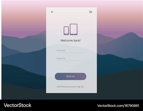 Login screen ui design Royalty Free Vector Image