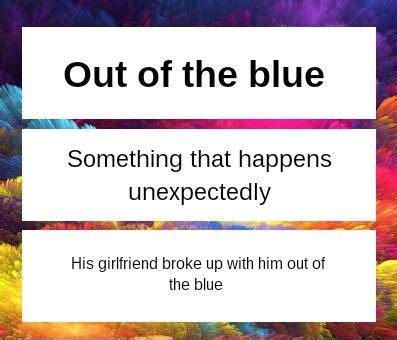 Flashcard out of the blue idiom | Aprender inglés, Ingles