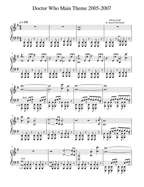 Doctor Who Main Theme 2005 - 2007 Sheet music for Piano | Download free in PDF or MIDI ...