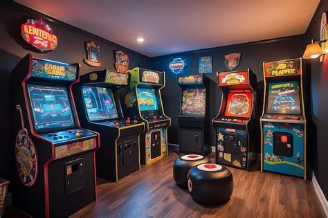 Premium Photo | Retro gaming room with vintage arcade machines and nostalgic decor