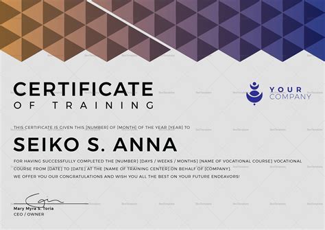 Vocational Training Certificate Design Template in PSD, Word, Publisher ...