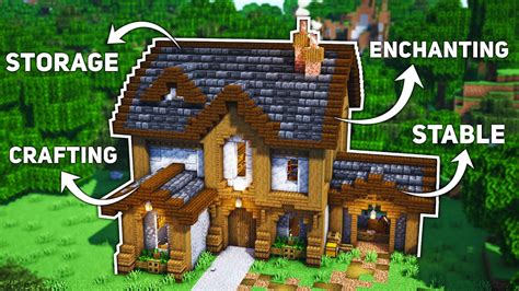 Minecraft: Large Farmhouse Tutorial (how to build) - YouTube