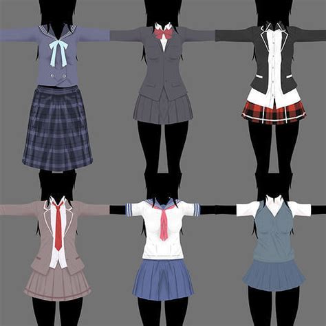 3D model Anime - School Uniform - Girl VR / AR / low-poly | CGTrader