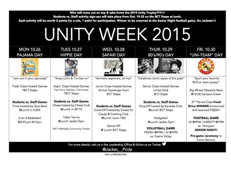 Unity Week Theme Days & Student vs. Staff activities – BERKELEY HIGH LEADERSHIP