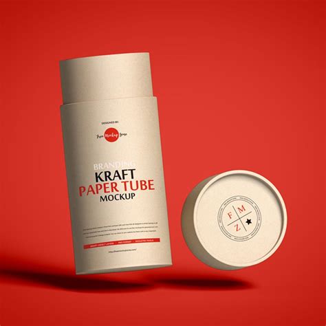 Free Branding Kraft Paper Tube Mockup Free Mockup Templates, Free Psd, Css, Of Brand, Kraft ...