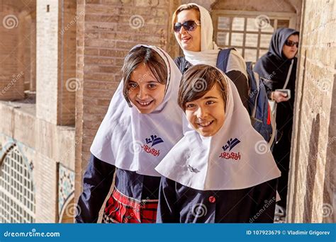 Iranian Girls in School Uniform Smiling on Sunny Day, Isfahan ...