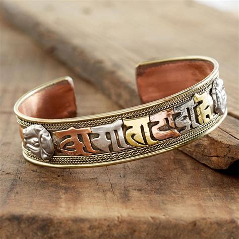 Tibetan Mantra Copper Bracelet - Tibetan Mantra | NOVICA