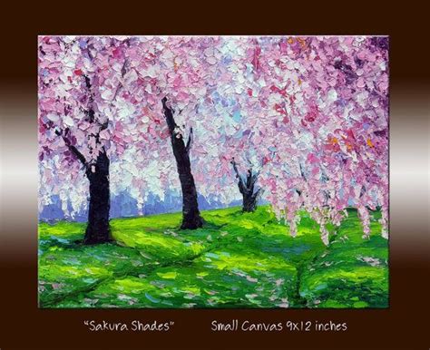 Cherry Blossom Sakura Pink Tree Landscape Oil Painting With | Etsy | Tree painting, Painting ...